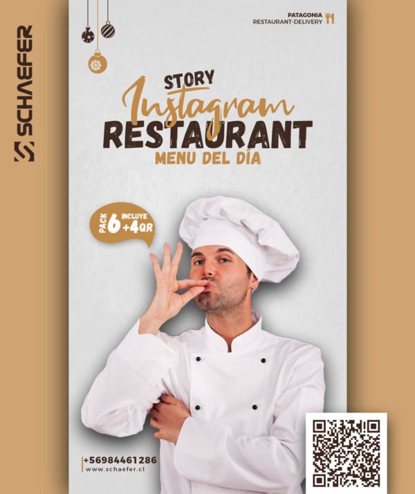 Pack de 6 Story Instagram + 4 Anuncios QR Restaurant